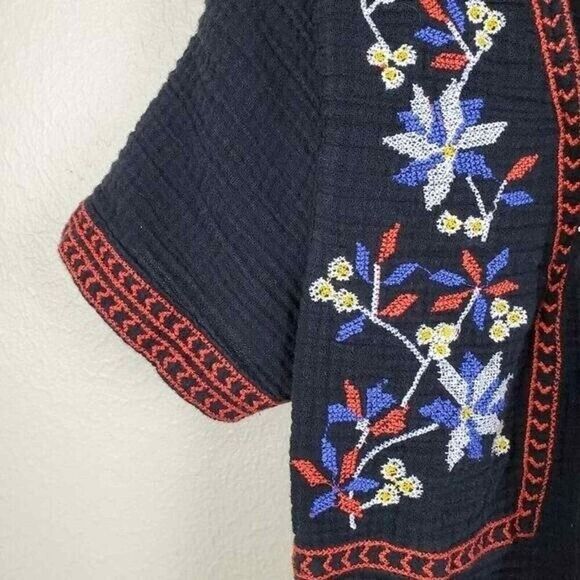 Embroidered floral boho gauzy boho top S India summer vacation hippie - Picture 3 of 8
